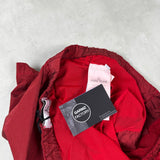 Nylon Metal Button Front Swim Shorts Red