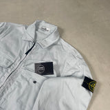 Stretch Cotton Zip Overshirt Light Blue