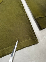 Vintage Ribbed Cotton Zip Sweatshirt Green