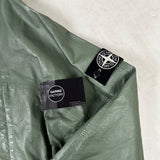Special Process Light Leather Organza Hooded Jacket Green