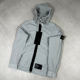 Hooded Zip Overshirt (Removable Hood) Light Blue