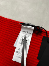 Ribbed Knit Wool Scarf Red