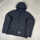 Loom Woven Down Hooded Jacket Black