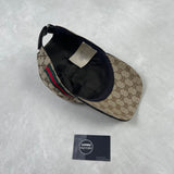 GG Canvas Web Stripe Baseball Cap Beige