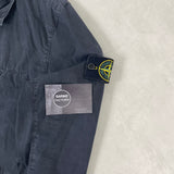 Old Effect Brushed Cotton Canvas Overshirt Black