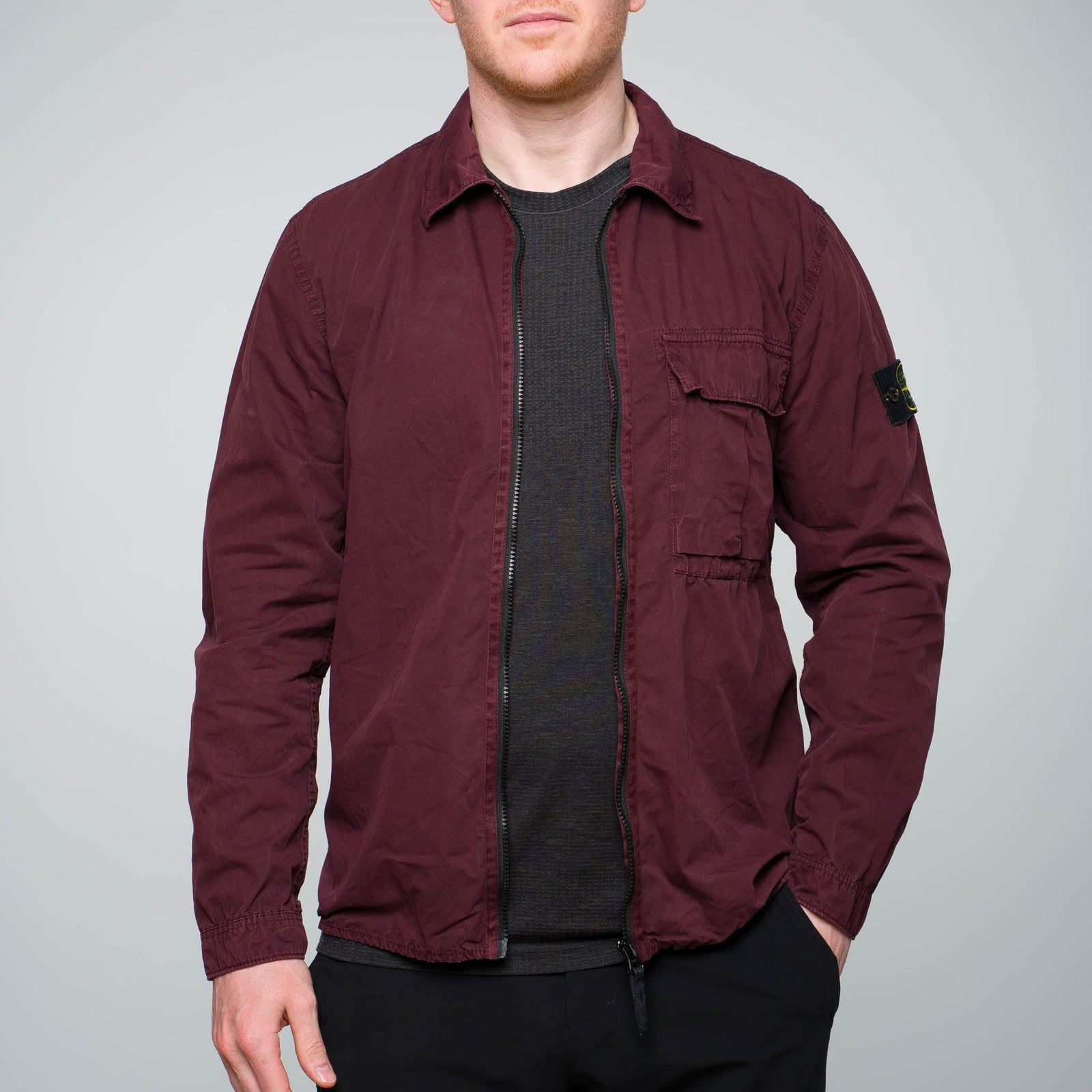 Stone Island Garment Dyed Overshirt Burgundy Garmz Factory