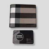 Burberry - check and leather bifold wallet brown