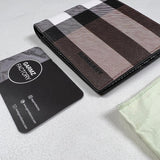 Burberry - check and leather bifold wallet brown