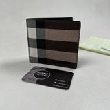Burberry - check and leather bifold wallet brown