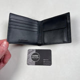 Burberry - check and leather bifold wallet charcoal
