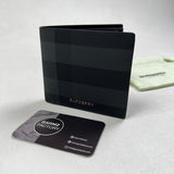 Burberry - check and leather bifold wallet charcoal