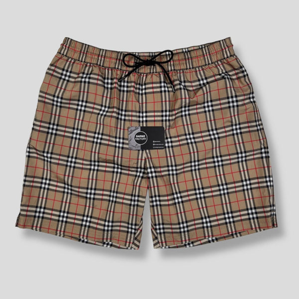 Burberry - check swim shorts beige