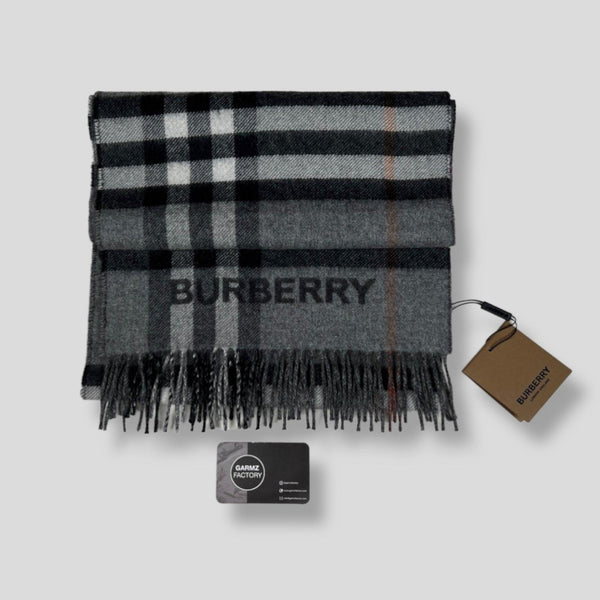 Burberry - giant check reversible scarf grey