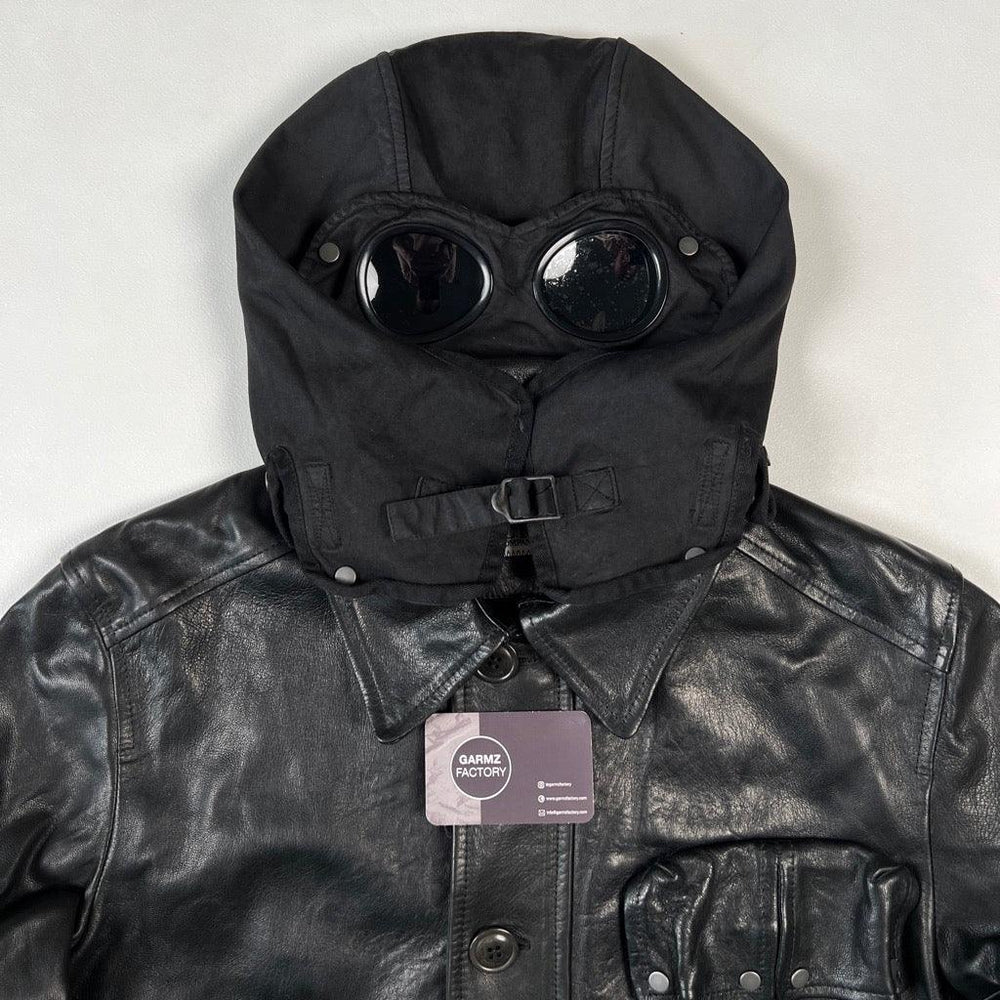 goggle jacket cheap C.P. Company Leather Goggle Jacket Black – Garmz Factory