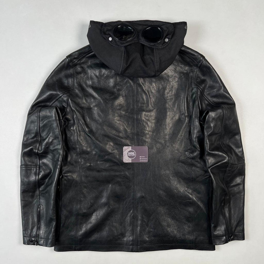 ジャケット・アウター C.P. COMPANY goggle leather jacket C.P. Company Leather Goggle Jacket Black – Garmz Factory