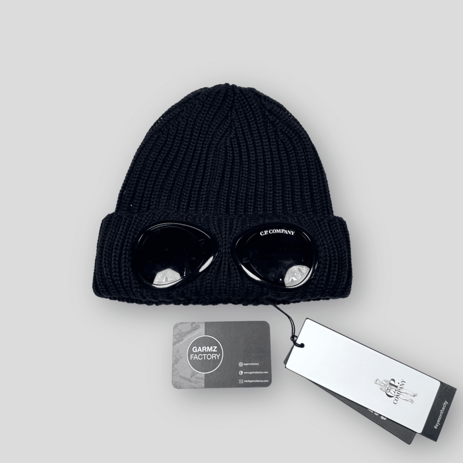 C.P. Company Merino Wool Goggle Beanie Hat Navy – Garmz Factory