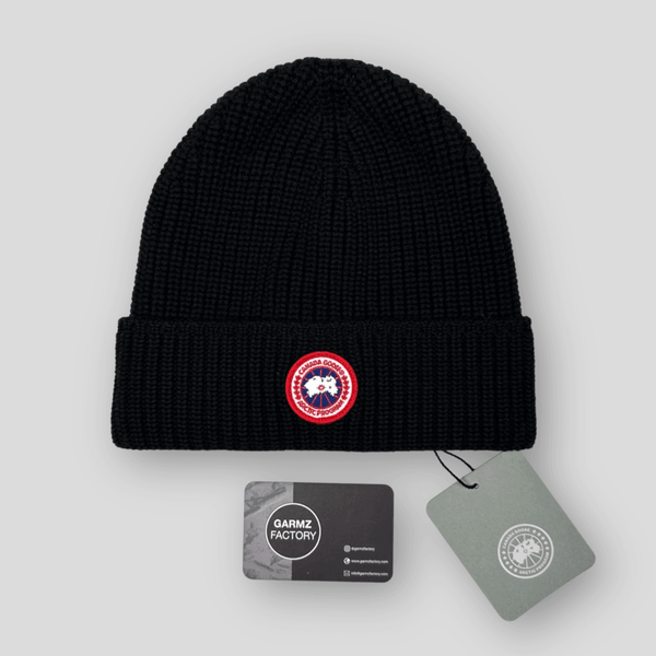 Canada Goose Arctic Disc Ribbed Beanie Hat Black – Garmz Factory