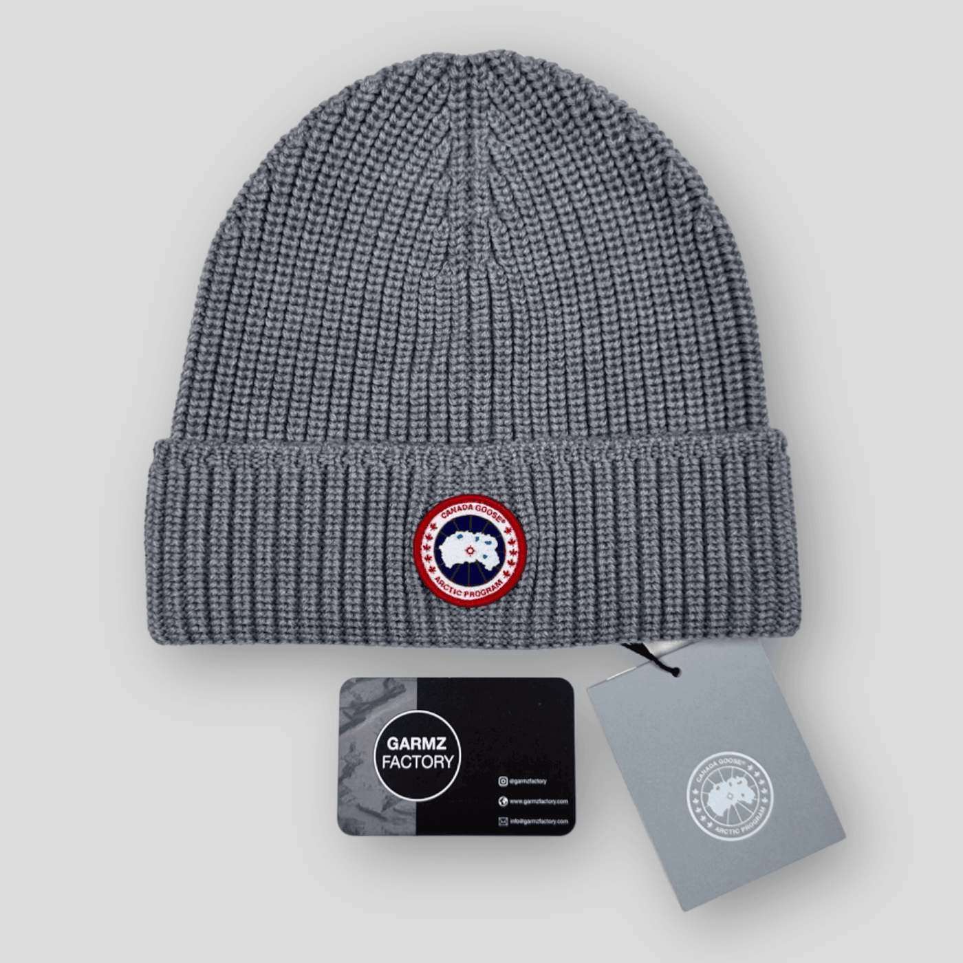Canada Goose Arctic Disc Ribbed Beanie Hat Grey – Garmz Factory