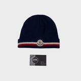 Moncler - Stitched Logo Beanie Hat Blue