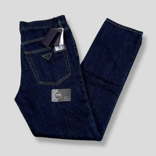 Prada - applique logo denim jeans blue
