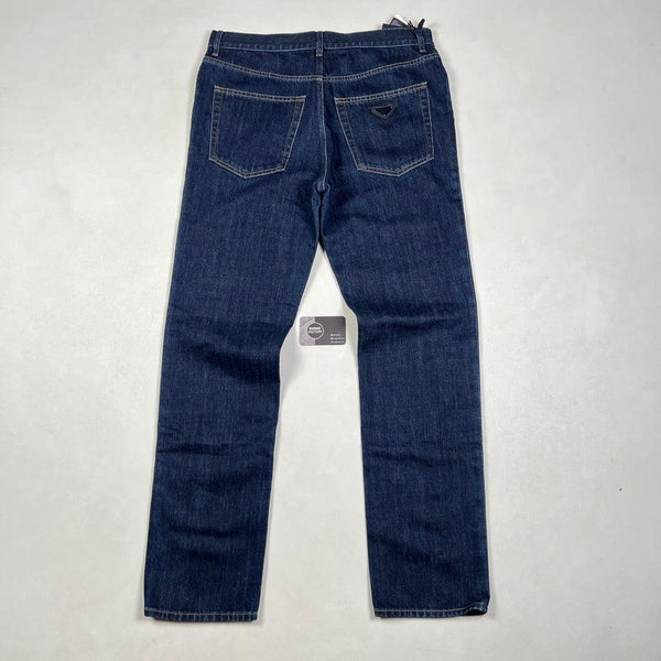 Prada - applique logo denim jeans blue