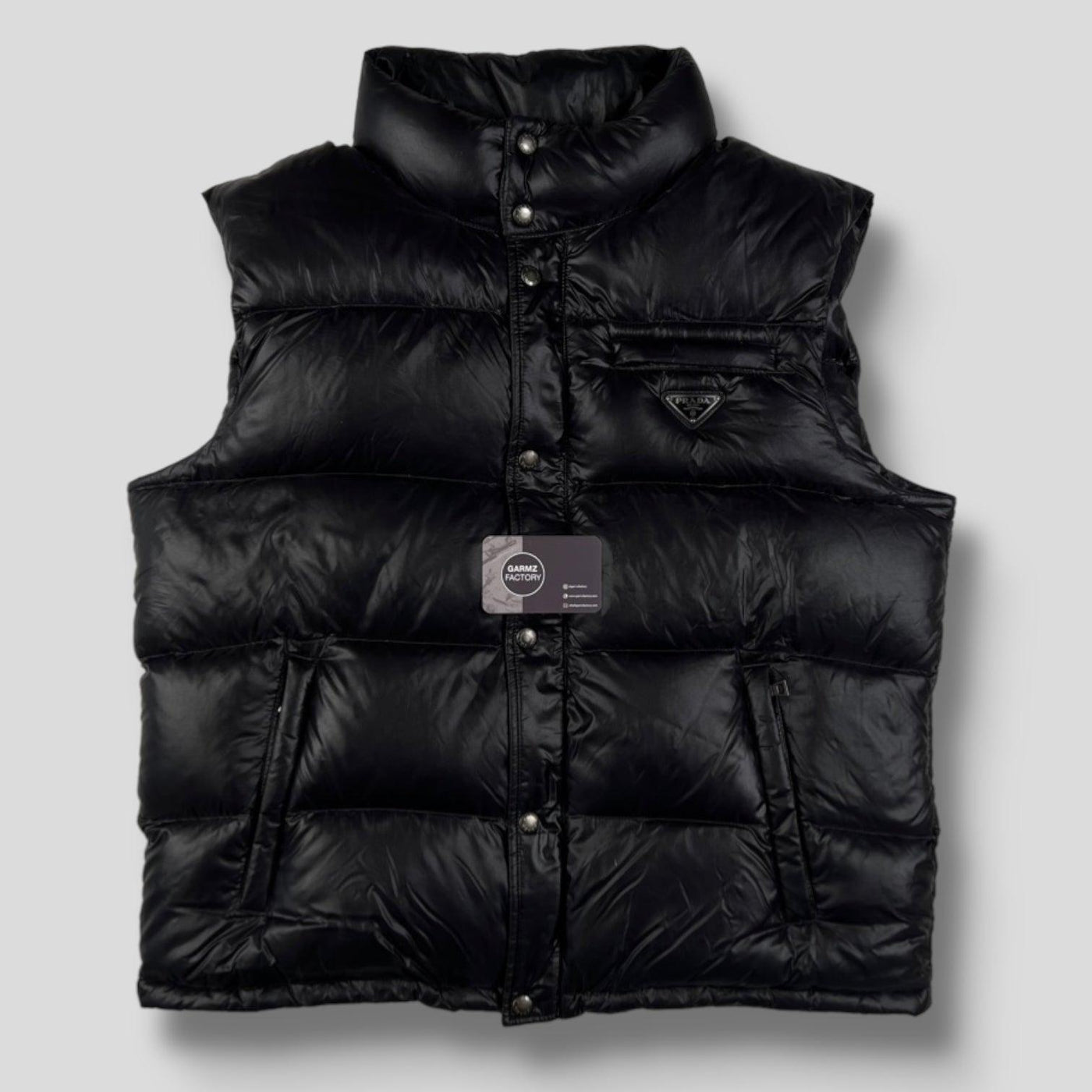 Prada Applique Logo Down Gilet Black β Garmz Factory