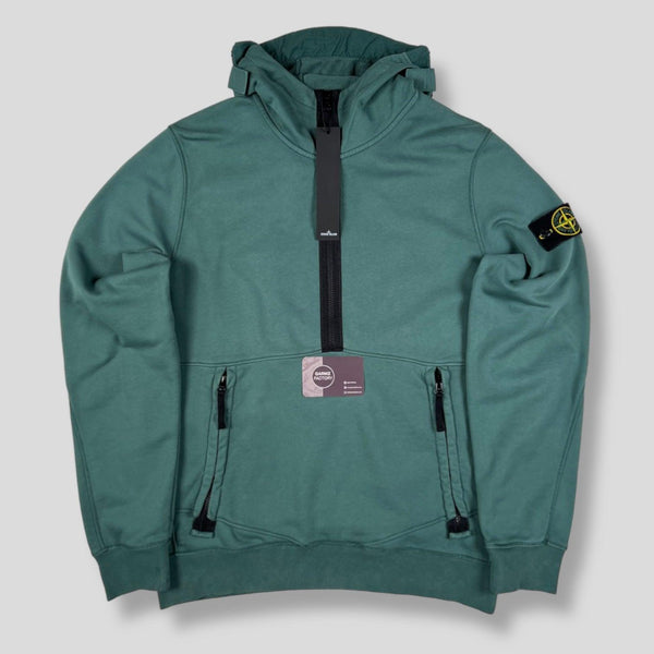 Stone Island - 1/2 Zip Hooded Sweatshirt Green