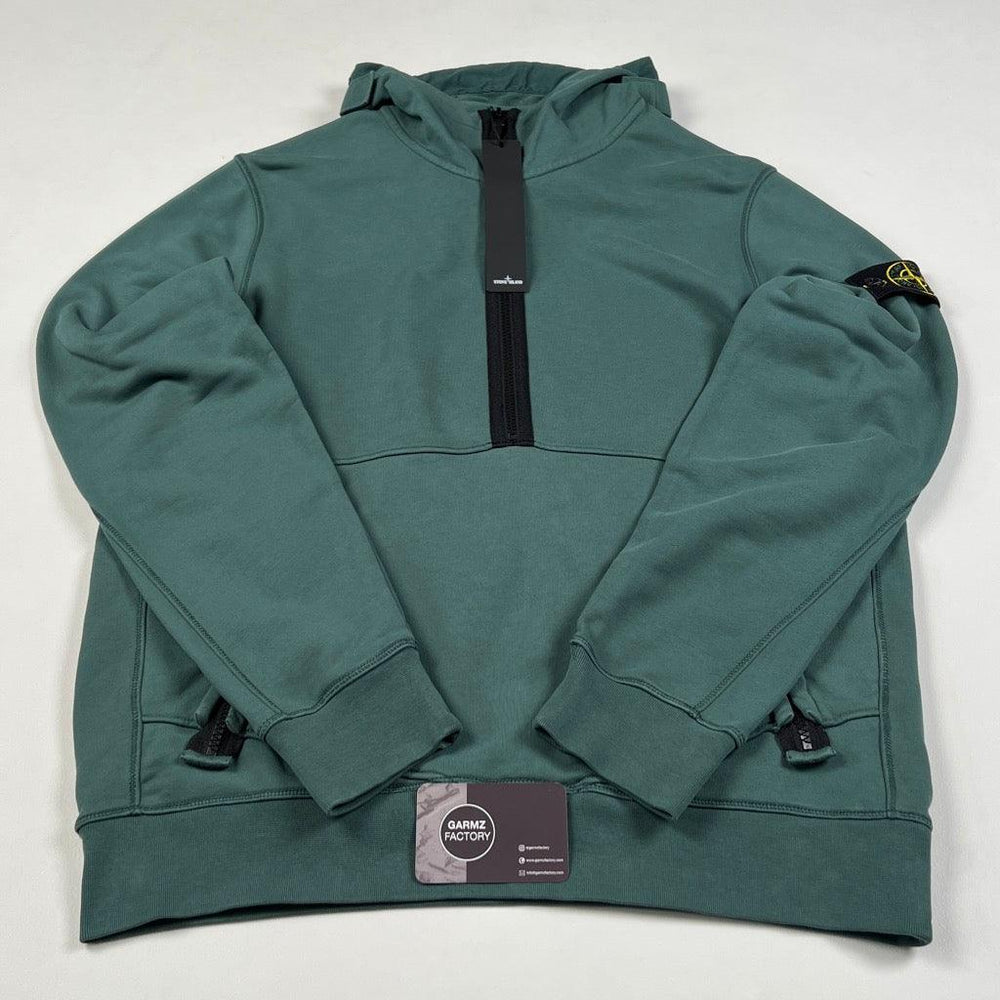 Stone Island 1/2 Zip Hooded Sweatshirt Green – Garmz Factory