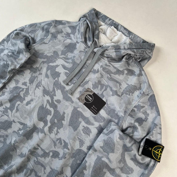Stone Island - Big Loom Camo Hooded Jumper Sky Blue