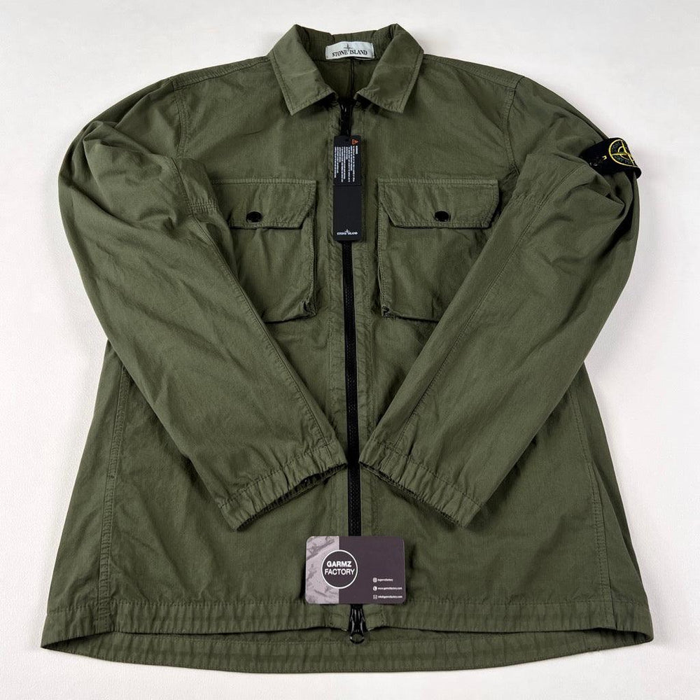 ＜STONE ＞23ss OVERSHIRT カーキ Stone Island Overshirt Green Overshirts Stone Island