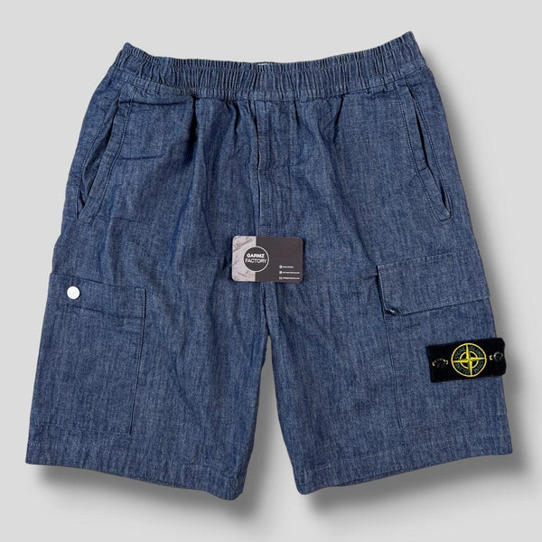 Stone Island - Chambray Canvas Bermuda Shorts Type CO Blue