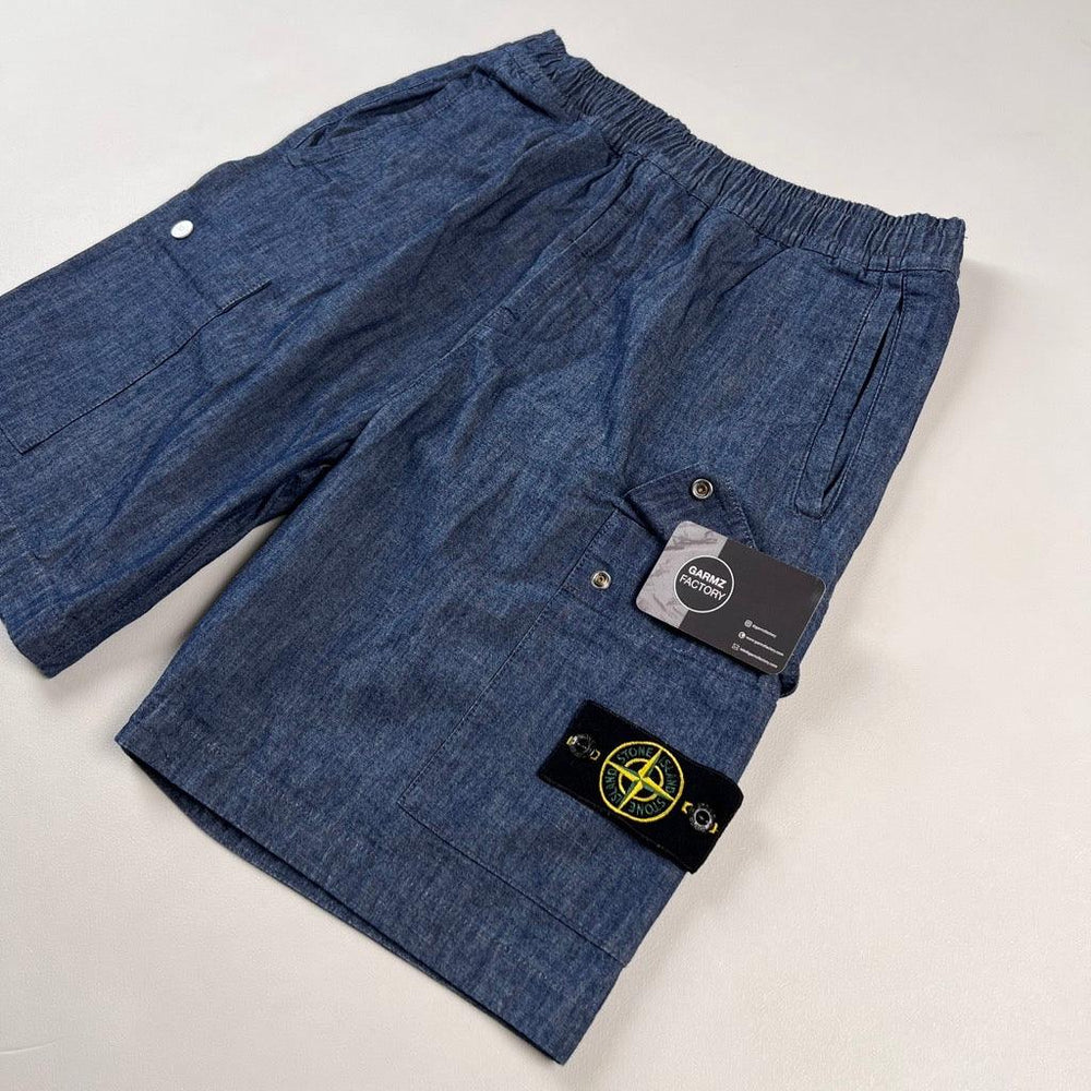 Stone Island Chambray Canvas Bermuda Shorts Type CO Blue – Garmz