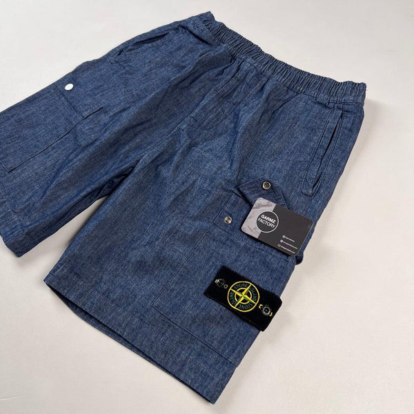 Stone Island - Chambray Canvas Bermuda Shorts Type CO Blue