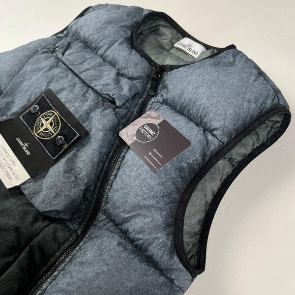 Stone Island - Garment Dyed Crinkle Reps NY Down Gilet With Dust Colour Frost Finish Grey/Blue