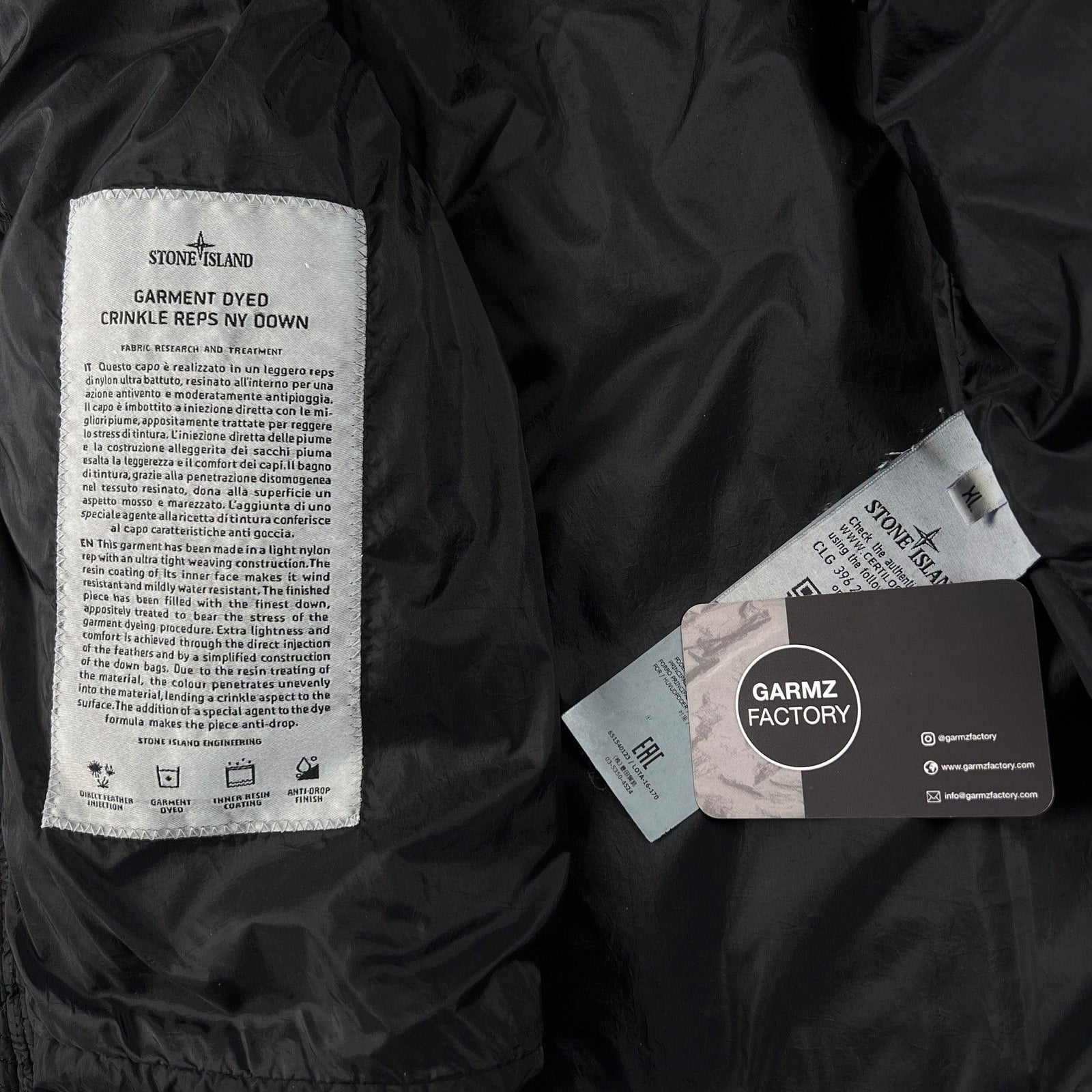 Stone Island Garment Dyed Crinkle Reps NY Down Jacket Black Stone Island Garment Dyed Crinkle Reps NY Down Jacket Black