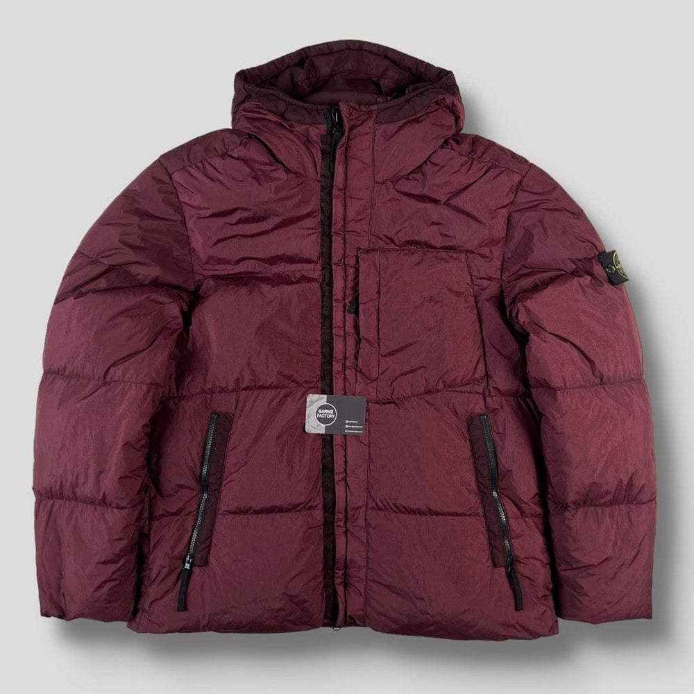 Stone Island Garment Dyed Crinkle Reps NY Down Jacket Burgundy
