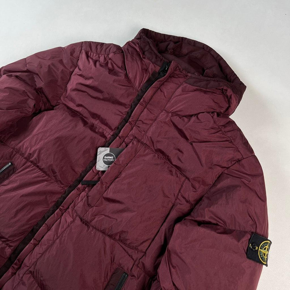 Stone Island Garment Dyed Crinkle Reps NY Down Jacket Burgundy