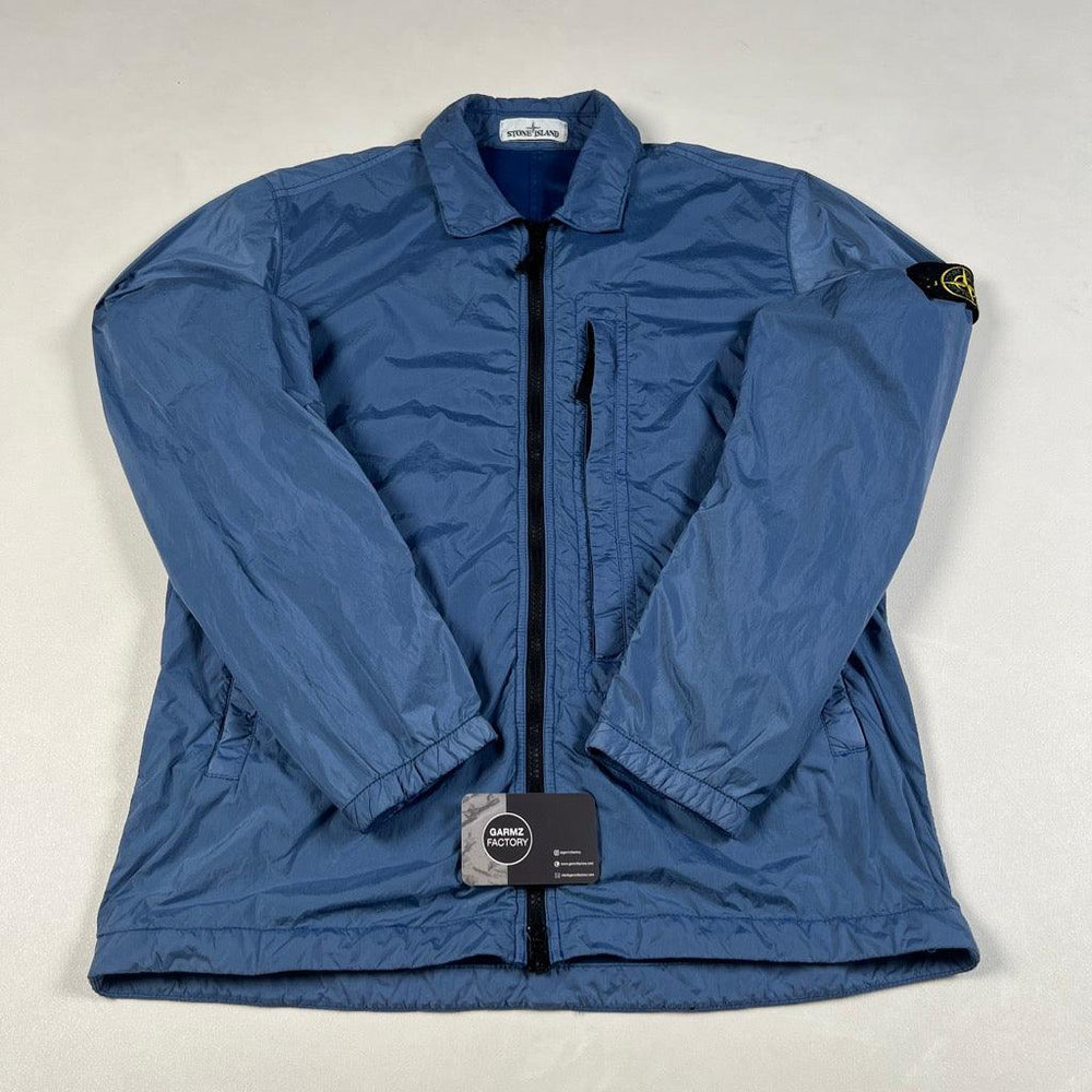 ジャケット・アウター Ripstop Garment Dyed Overshirt Stone Island - Logo-Appliquéd Garment-Dyed Nylon Metal