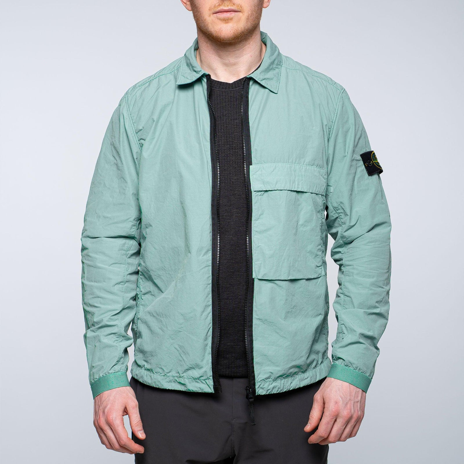 Garment Dyed Stone Island Overshirt Light Green Overshirt Naslan