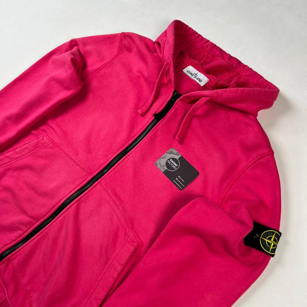 Stone Island - Garment Dyed Zip Hooded Jumper Pink