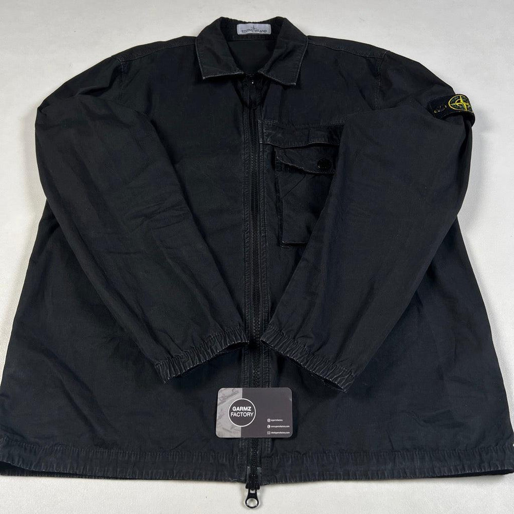ジャケット・アウター Ripstop Garment Dyed Overshirt Stone Island | Ripstop Cotton Zipped Overshirt - Black