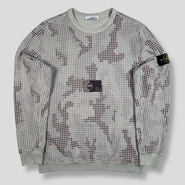 Stone Island - Grid Check Camo Sweatshirt Grey