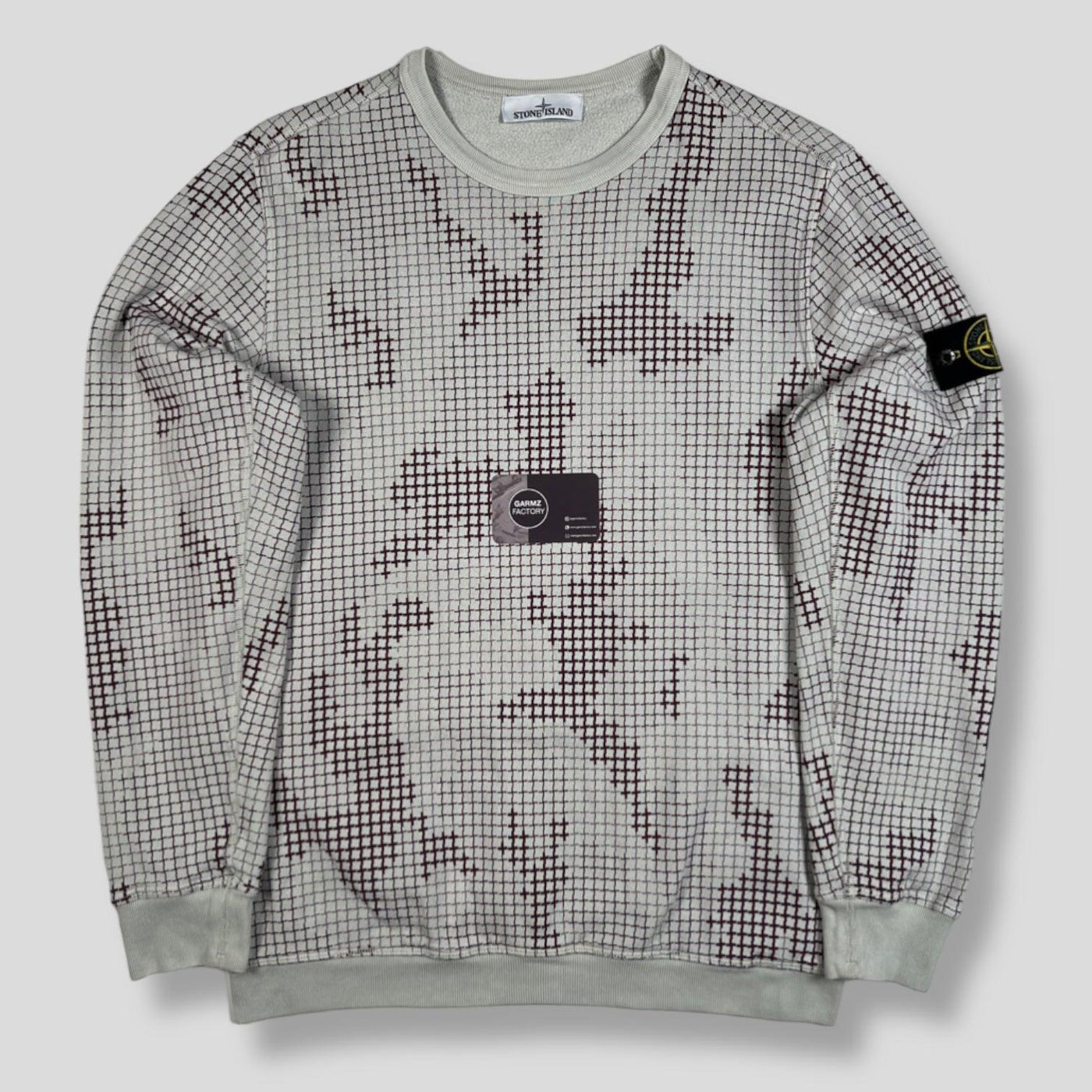 Stone Island Grid Check Camo Sweatshirt Grey – Garmz Factory