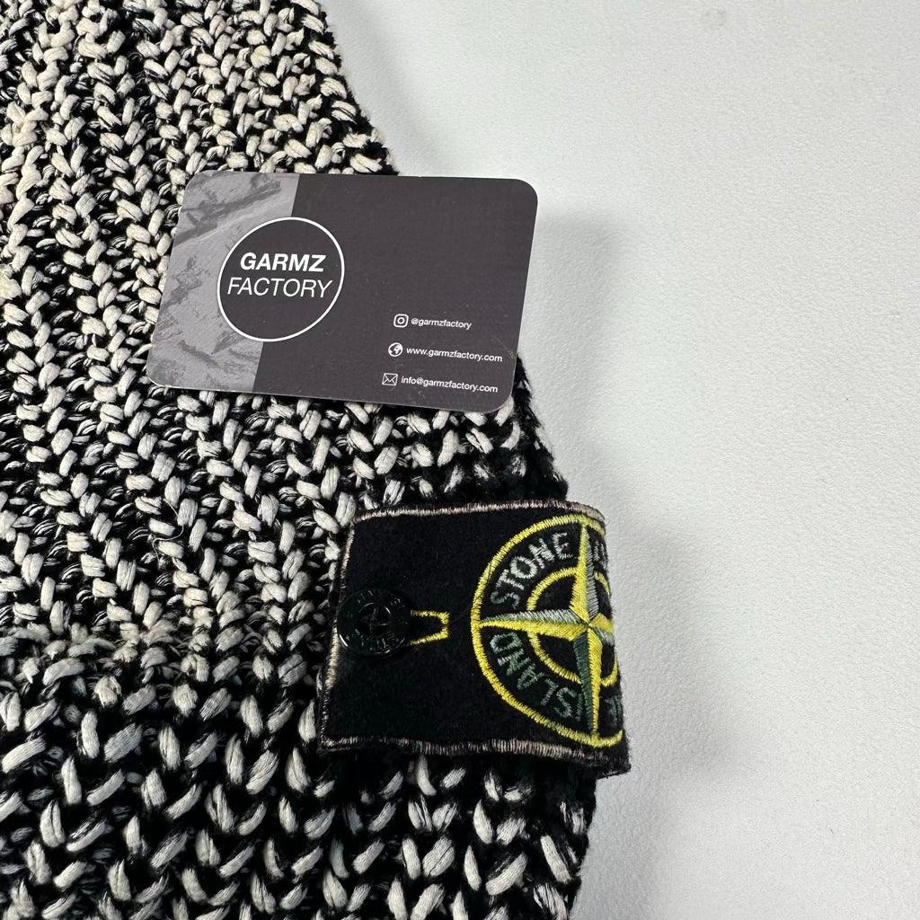 Stone Island Hand Corrosion Cable Knit Jumper Black Garmz Factory