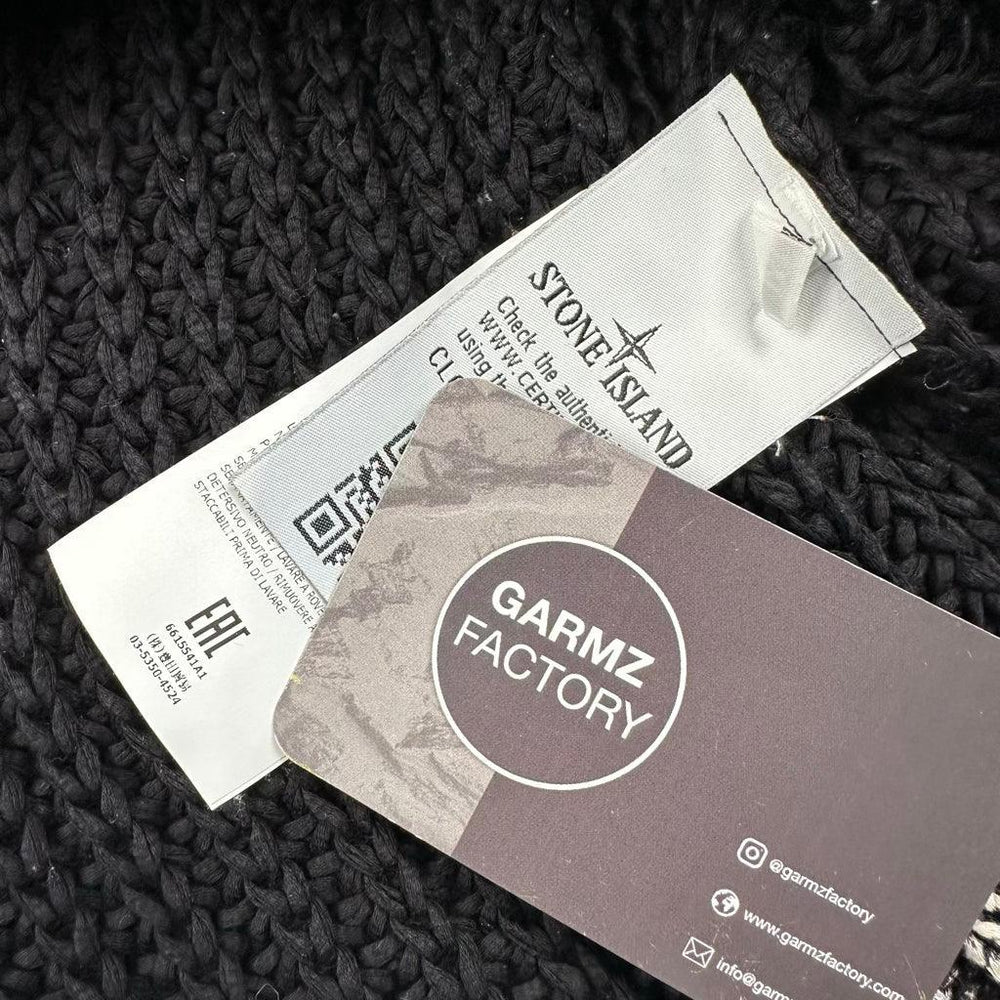 stone  knit jumper サイズL Stone Island Frost Knit Jumper Black – Garmz Factory