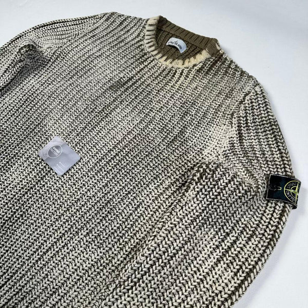 Stone Island - Hand Corrosion Cable Knit Jumper Khaki