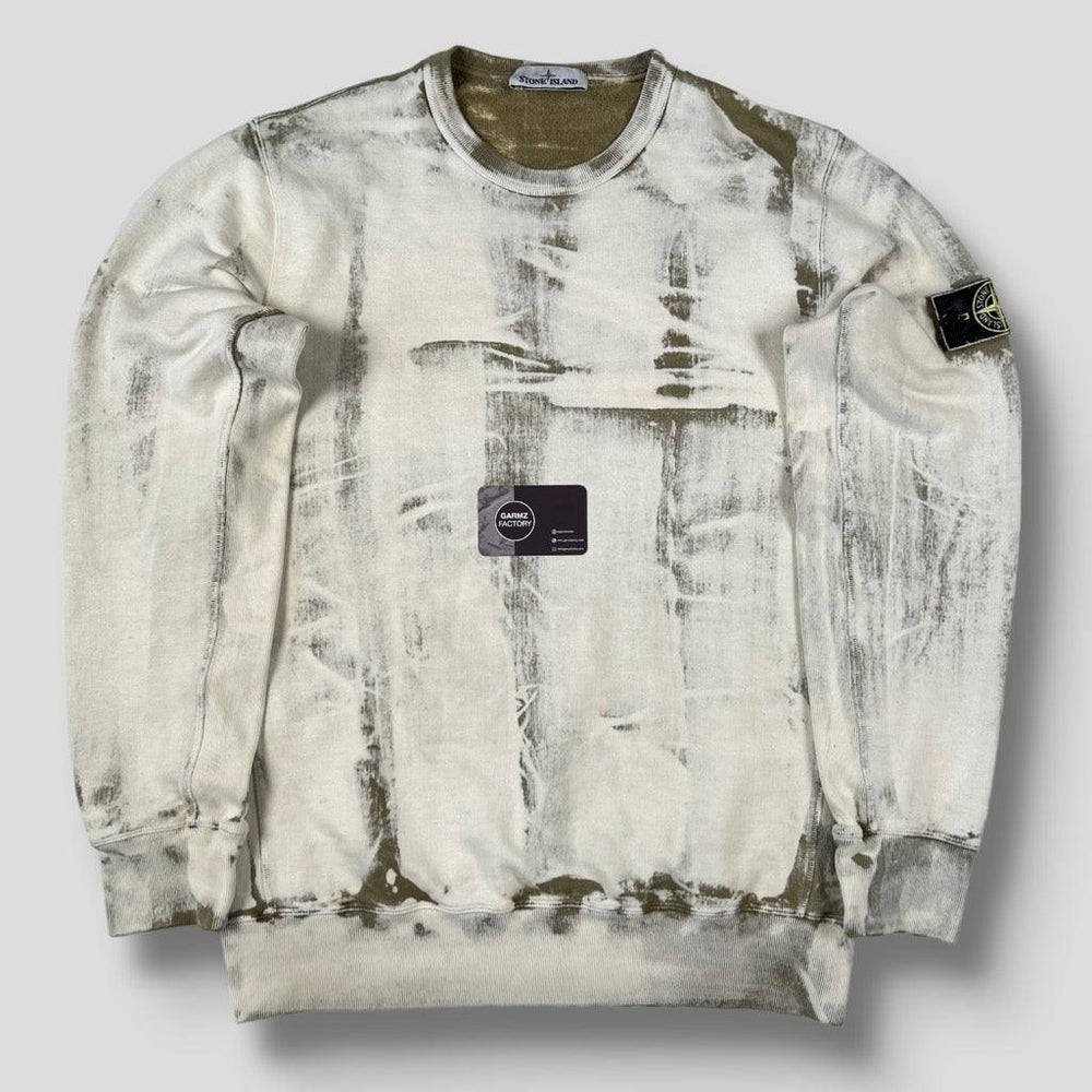 Stone Island Hand Corrosion Crewneck Sweatshirt Cream Garmz Factory