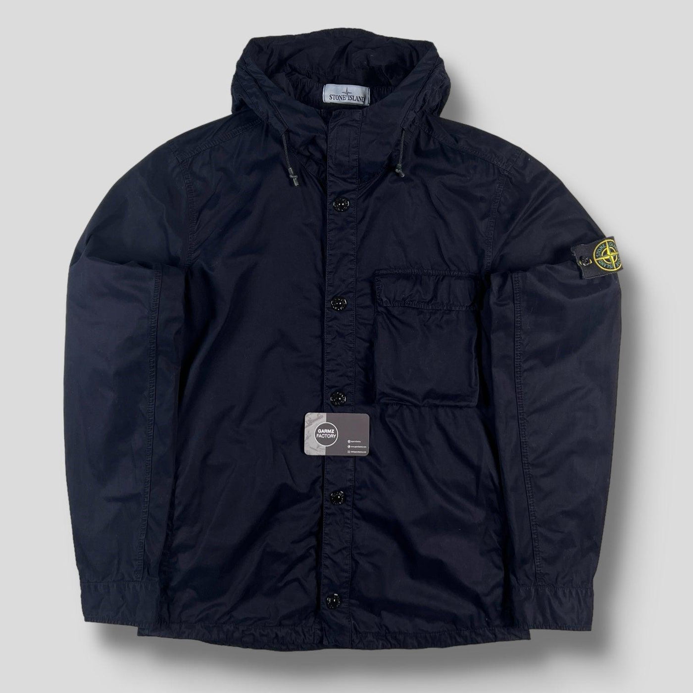 Stone Island Hooded Button Overshirt Navy – Garmz Factory