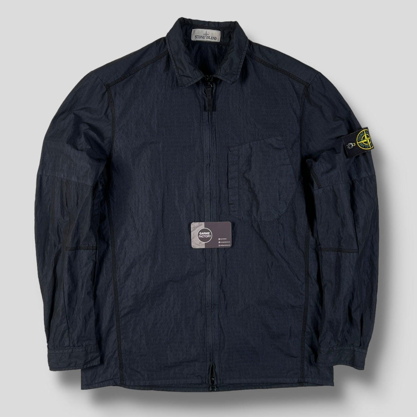 Stone Island House Check Zip Overshirt Navy – Garmz Factory