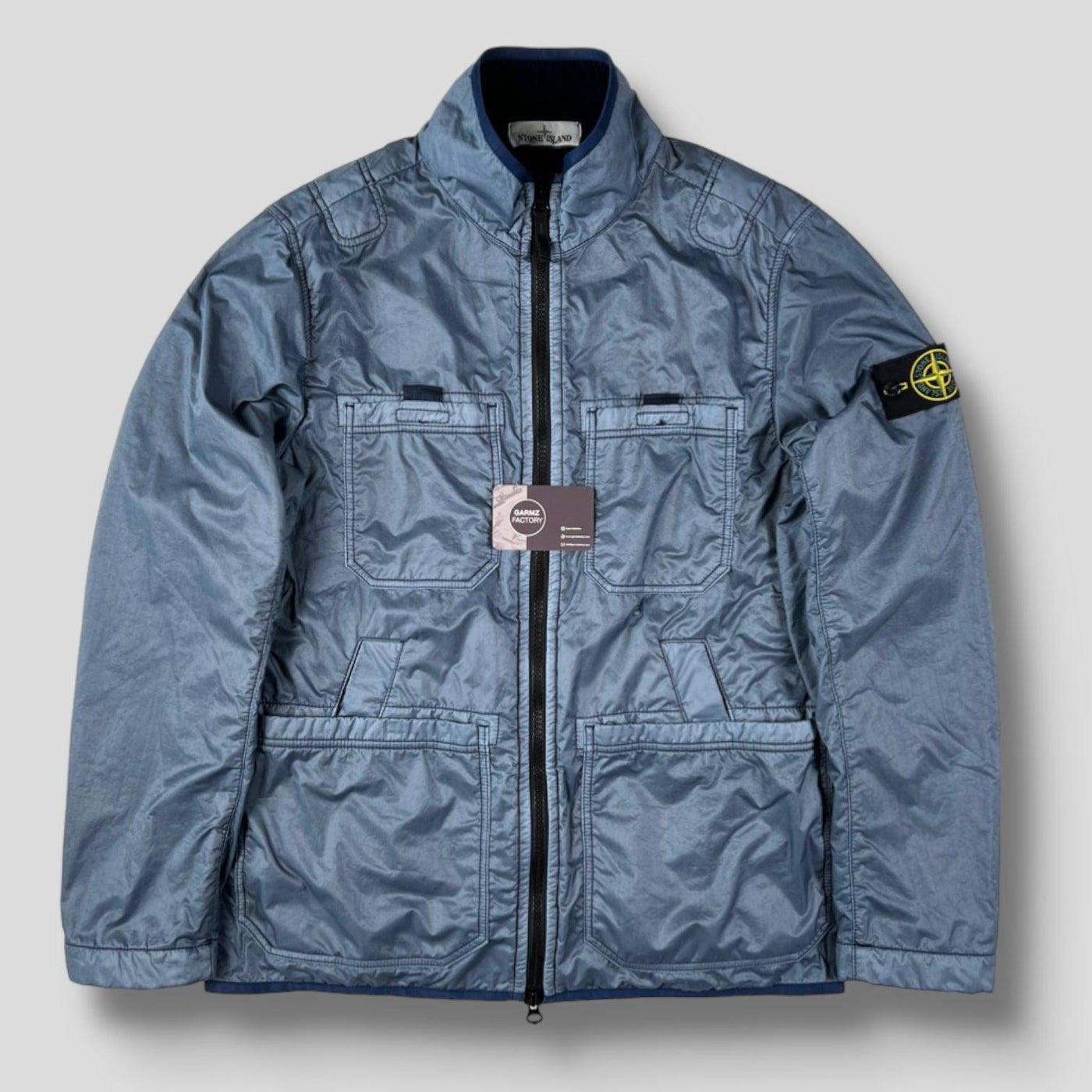 Stone Island Lamy Flock Zip Jacket Blue Garmz Factory